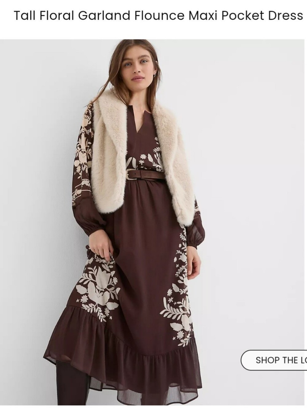 Loft Women's Brown Floral Print Long Sleeve Dress - Picture 2 of 8